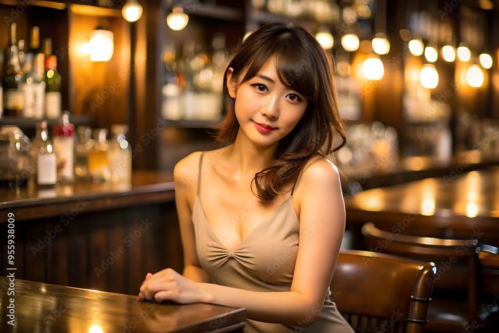 Beautiful Woman Sitting at a Bar. Beautiful Woman Sitting at a Bar.