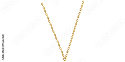 Stunning Gold Chain Isolated On White Background, Gold Jewelry Vector Illustration.	