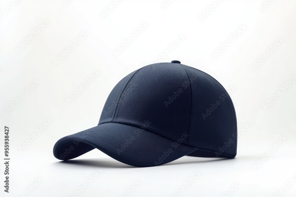 A Navy Blue Baseball Cap on a White Background A Navy Blue Baseball Cap on a White Background