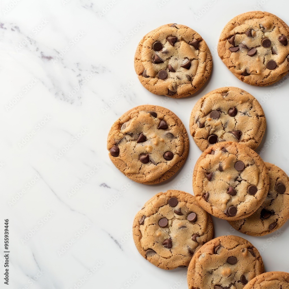 A delightful pile of chocolate chip cookies, ready to be savored. A delightful pile of chocolate chip cookies, ready to be savored.