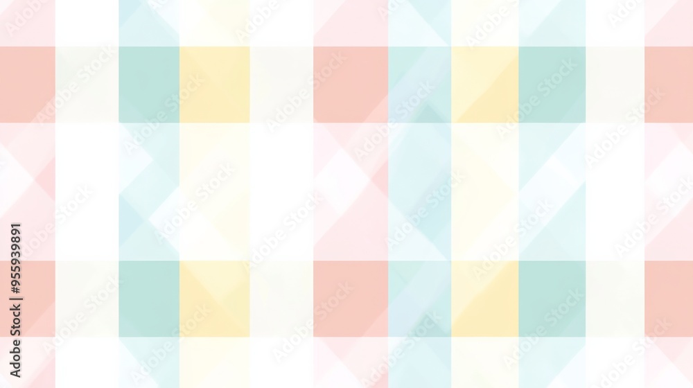 Seamless Pastel Gingham Fabric Pattern with pastel Whimsical Design Seamless Pastel Gingham Fabric Pattern with pastel Whimsical Design
