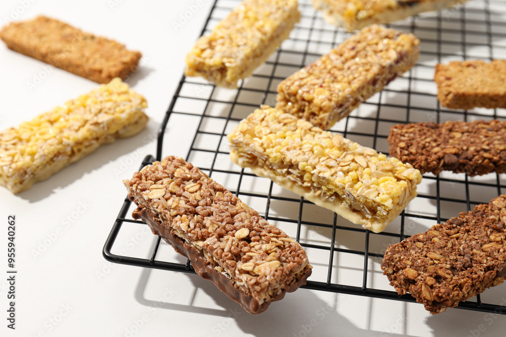 Granola Bars on a black metal stand Granola Bars on a black metal stand