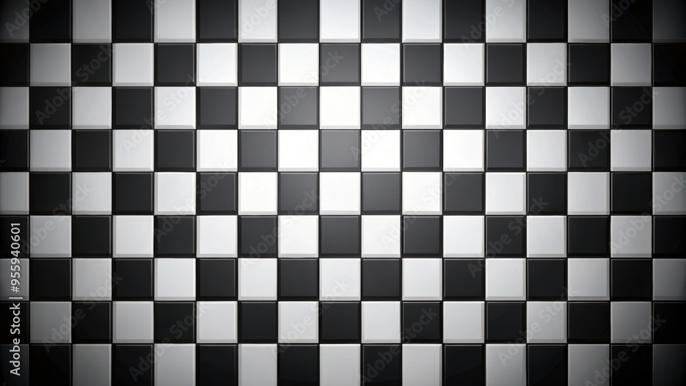 Fototapeta premium Checkerboard pattern in black and white squares creating a modern and sophisticated background , chess, mason