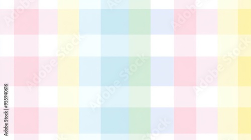 Seamless Pastel Gingham Fabric Pattern with pastel Whimsical Design