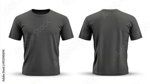 Plain charcoal gray t-shirt displayed from front and back views in a single image. Apparel fashion