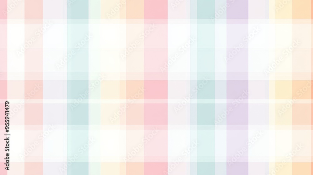 Seamless Pastel Gingham Fabric Pattern with pastel Whimsical Design Seamless Pastel Gingham Fabric Pattern with pastel Whimsical Design