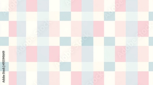Seamless Pastel Gingham Fabric Pattern with pastel Whimsical Design