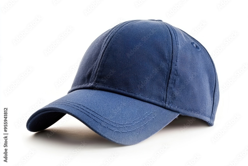 Blue Baseball Cap with Curved Brim and Stitching Blue Baseball Cap with Curved Brim and Stitching