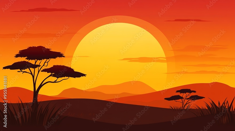 Savanna Background: A Scenic View of the Savanna Landscape, Featuring Expansive Grasslands, Sparse Trees, and a Clear Sky, Capturing the Natural Beauty and Serenity of the African Savanna. Savanna Background: A Scenic View of the Savanna Landscape, Featuring Expansive Grasslands, Sparse Trees, and a Clear Sky, Capturing the Natural Beauty and Serenity of the African Savanna.