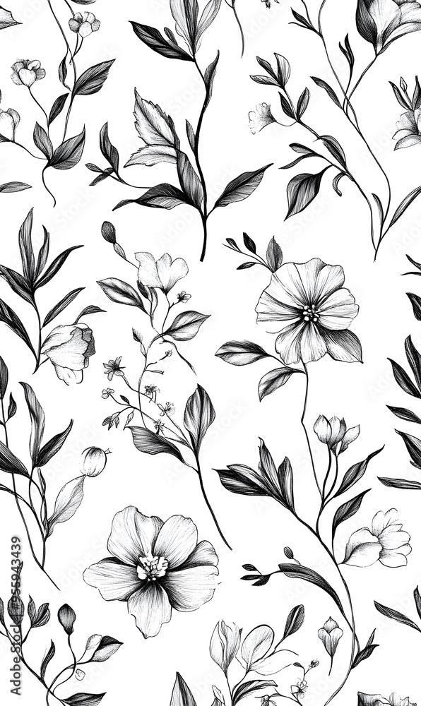 floral and leaf seamless patterns in doodle-style tile designs with graphic format. floral and leaf seamless patterns in doodle-style tile designs with graphic format.
