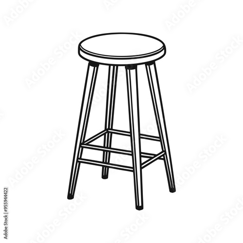 Bar stool silhouette line art vector  on white background.