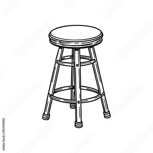 Bar stool silhouette line art vector  on white background.