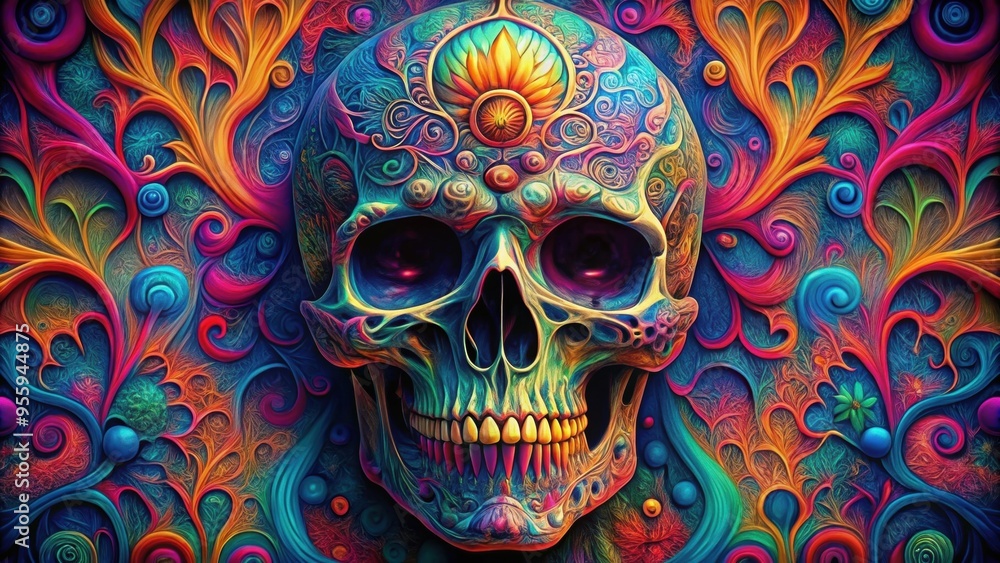Psychedelic human skull with vibrant colors and intricate designs, trippy, surreal, psychedelic, skull, human, vibrant Psychedelic human skull with vibrant colors and intricate designs, trippy, surreal, psychedelic, skull, human, vibrant