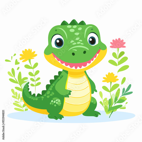 Crocodile Cute Small Cartoon Baby Animal Character
