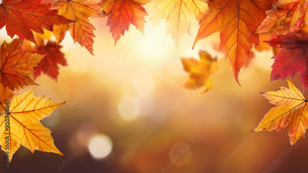 Autumn leaves background with bokeh and copy space for text Autumn leaves background with bokeh and copy space for text