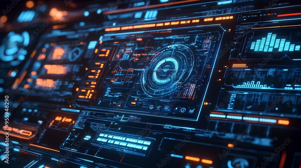 AI algorithms processing complex data on a futuristic dashboard interface AI algorithms processing complex data on a futuristic dashboard interface