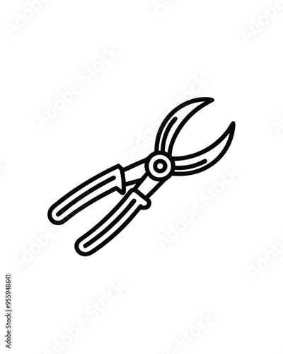 Black and white vector illustration of a pruning shear.