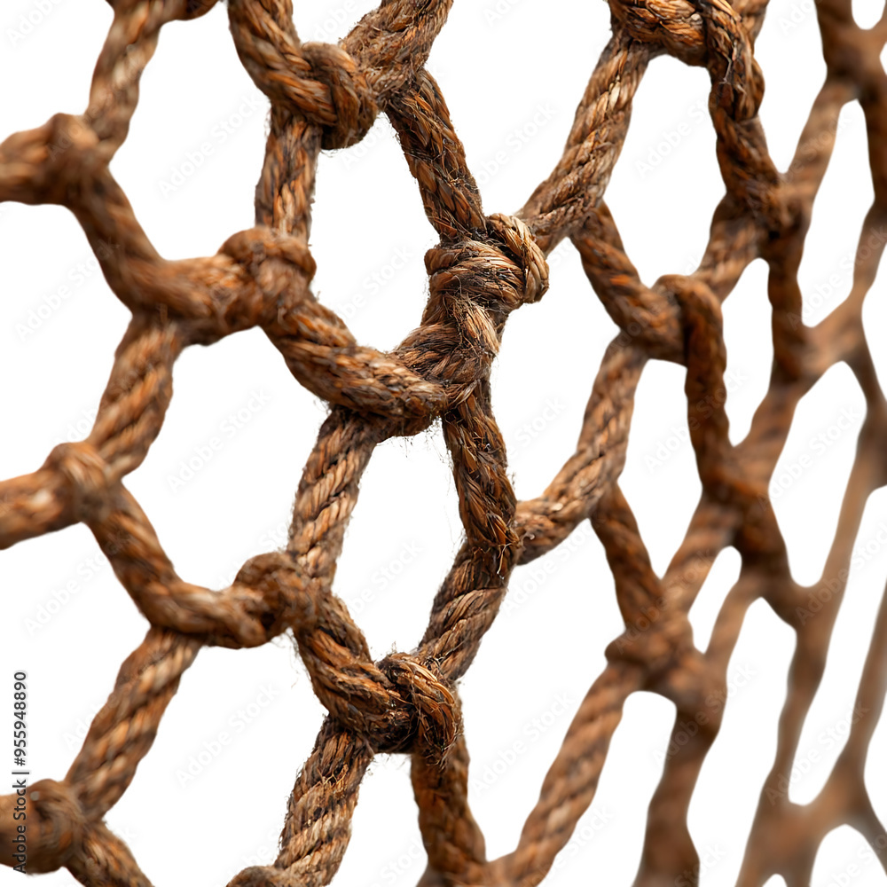Close-Up of Brown Rope Netting with a Transparent Background Close-Up of Brown Rope Netting with a Transparent Background