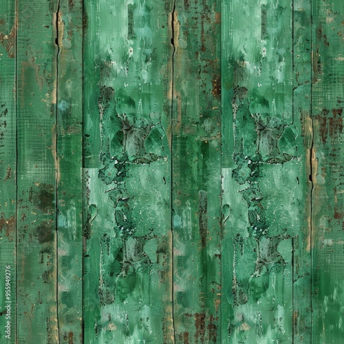 Weathered green wood planks