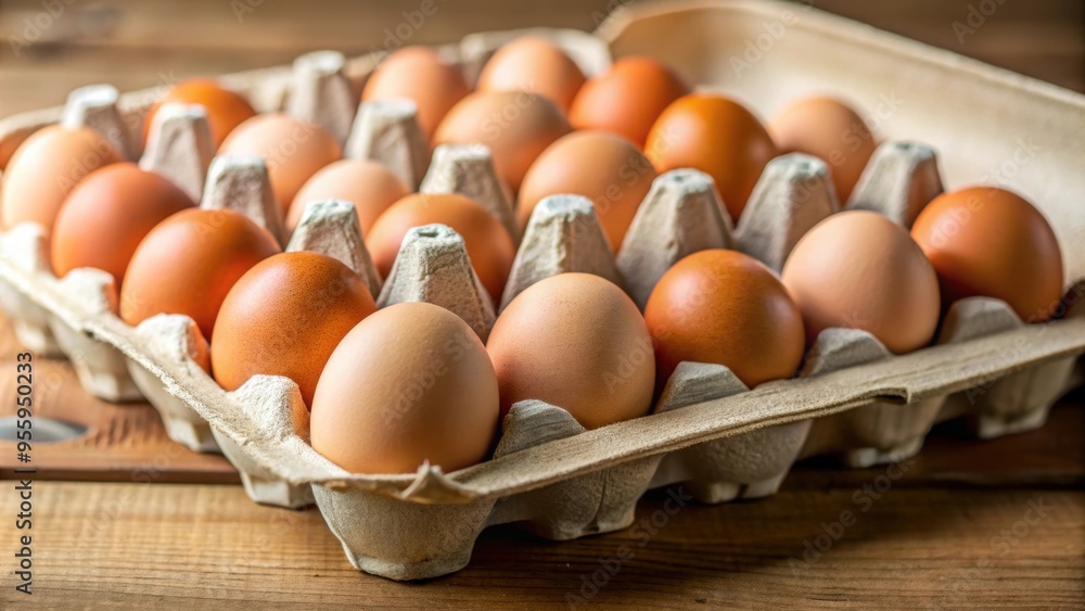A close-up shot of a carton of fresh eggs , food, breakfast, cooking, raw, organic, farm, kitchen, ingredient, protein A close-up shot of a carton of fresh eggs , food, breakfast, cooking, raw, organic, farm, kitchen, ingredient, protein