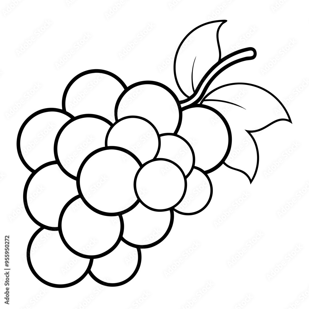 Silhouette of a bunch of grapes, with several round grapes hanging from a vine Silhouette of a bunch of grapes, with several round grapes hanging from a vine