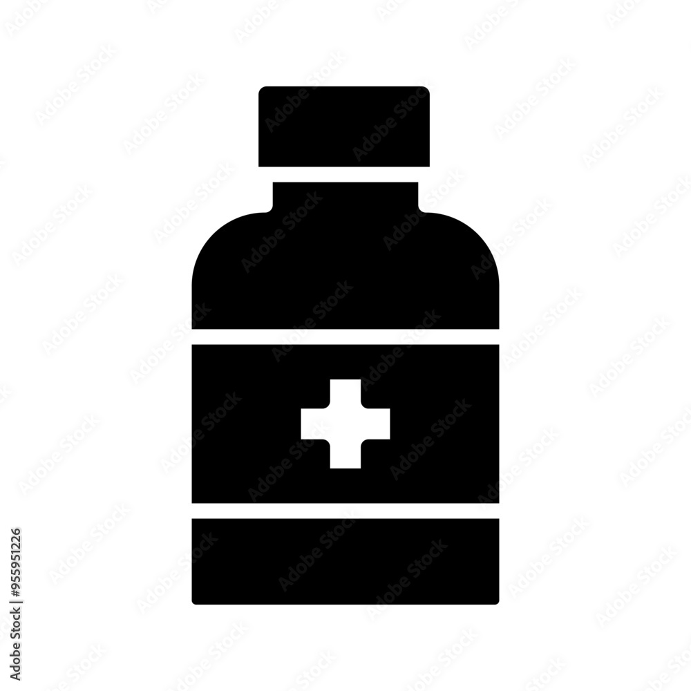Medicine bottle icon on background color editable Medicine bottle icon on background color editable