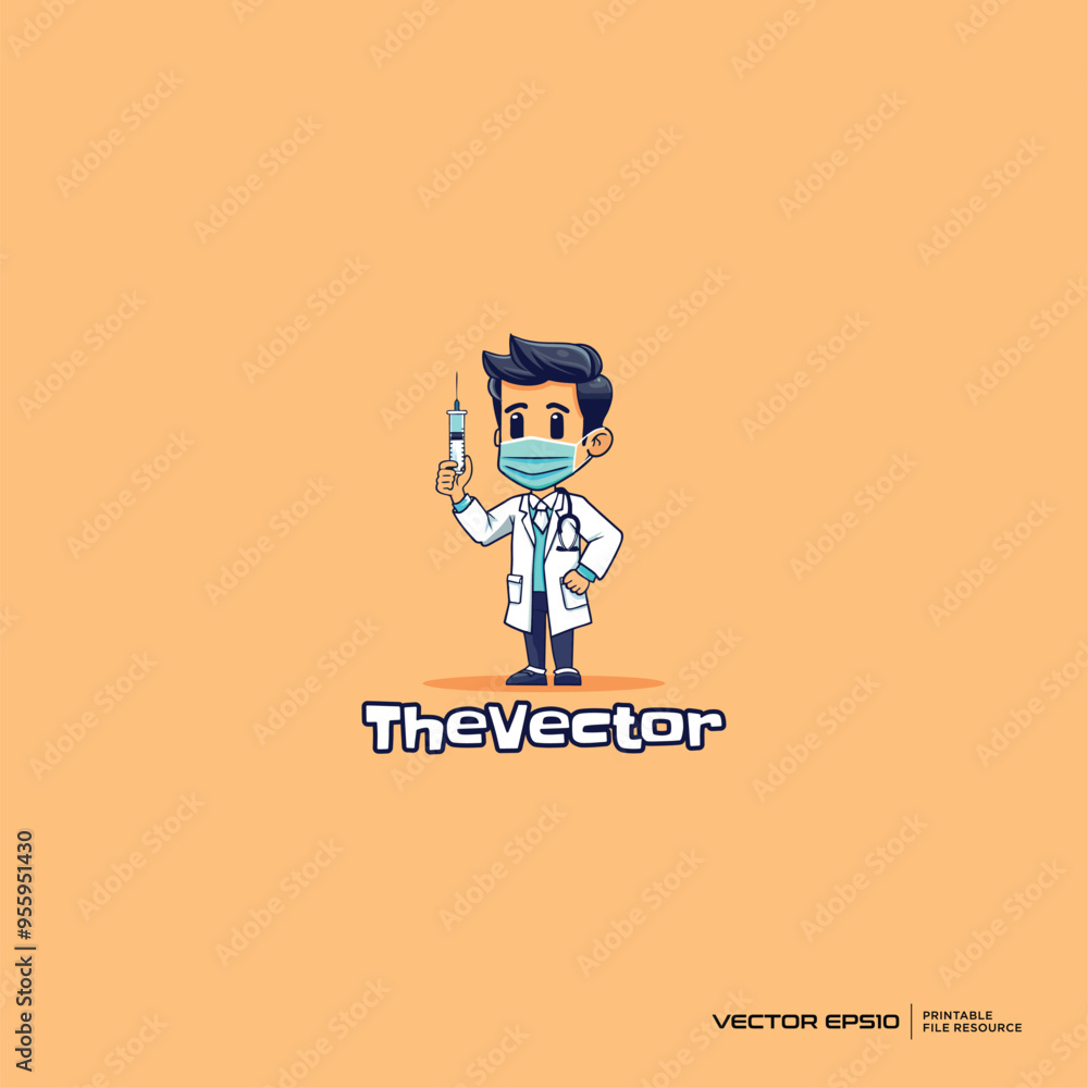 Cute doctor logo, vector, mascot, character, cartoon, illustration, eps10 Cute doctor logo, vector, mascot, character, cartoon, illustration, eps10
