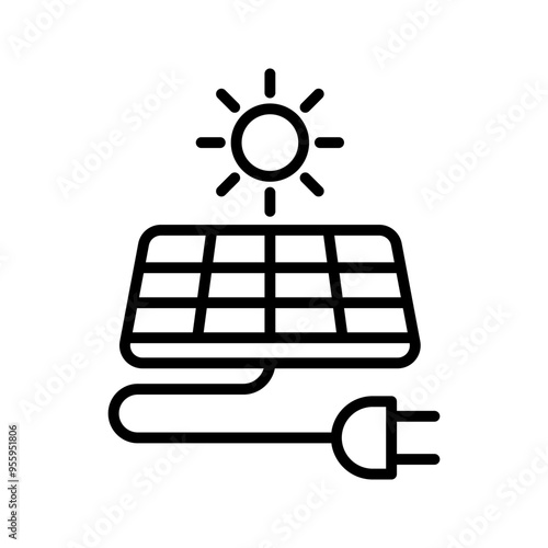 Sun energy icon. solar panel icon color aditable