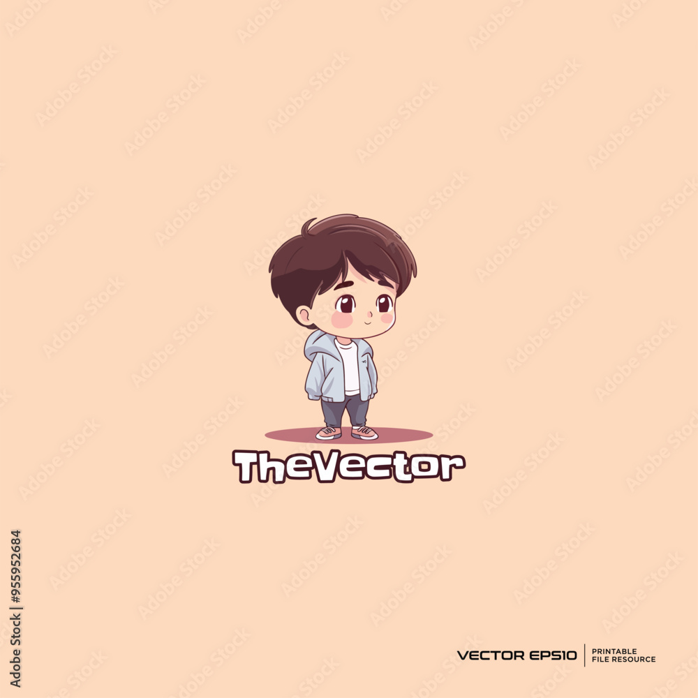 Cute boy logo, vector, mascot, character, cartoon, illustration, eps10 Cute boy logo, vector, mascot, character, cartoon, illustration, eps10