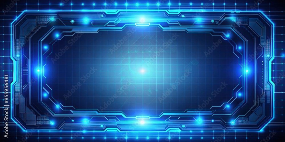 Abstract futuristic blue glowing technology background with sci-fi frame, HUD elements, and UI design, blue, glowing Abstract futuristic blue glowing technology background with sci-fi frame, HUD elements, and UI design, blue, glowing