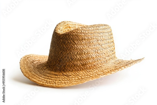 A Woven Straw Hat with a Wide Brim