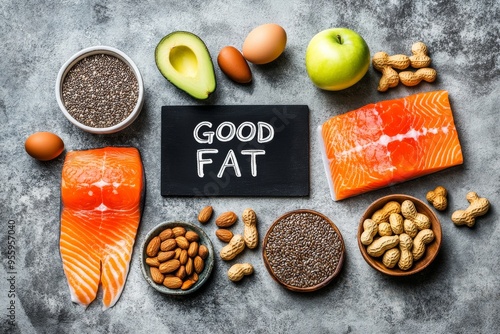 Foods rich in high-good fats , good cholesterol , Generative AI photo