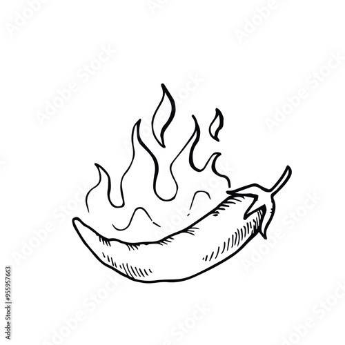 hot chili doodle icon sketch vector illustration