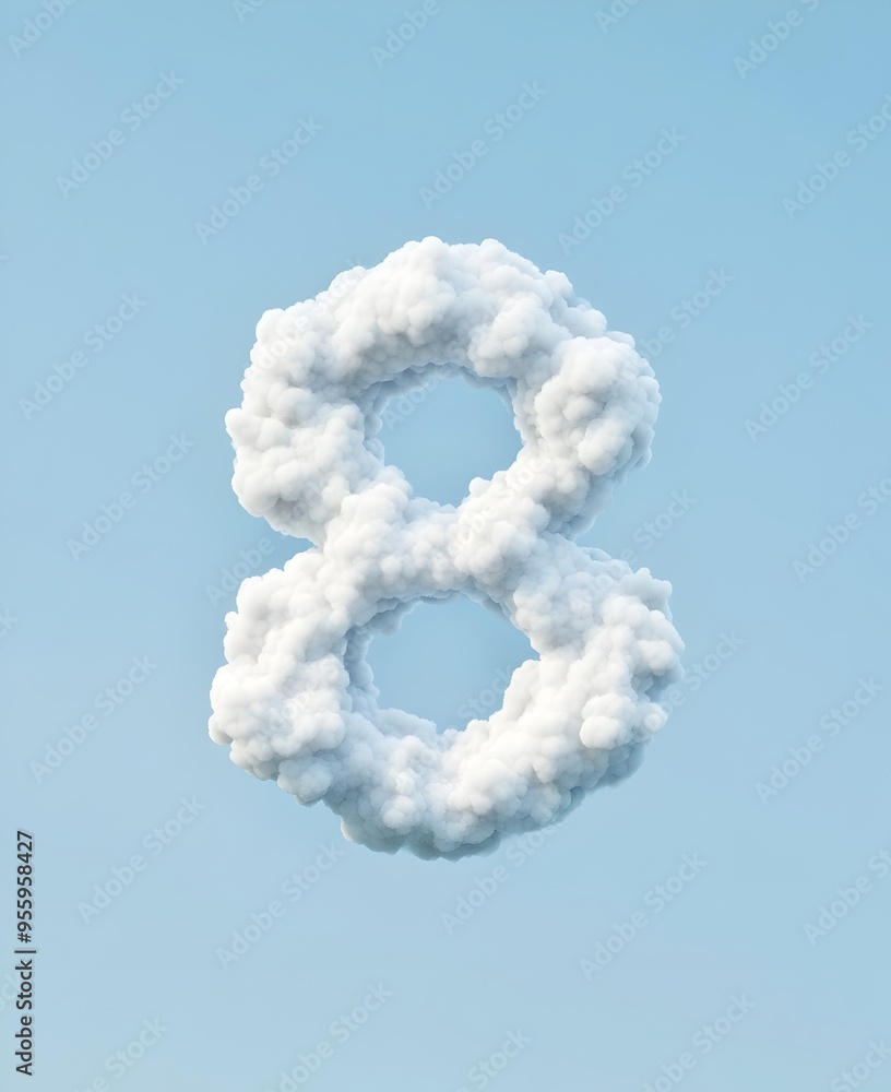 Ethereal Cloud Formation in the Shape of the Number Eight Against a Serene Sky Ethereal Cloud Formation in the Shape of the Number Eight Against a Serene Sky