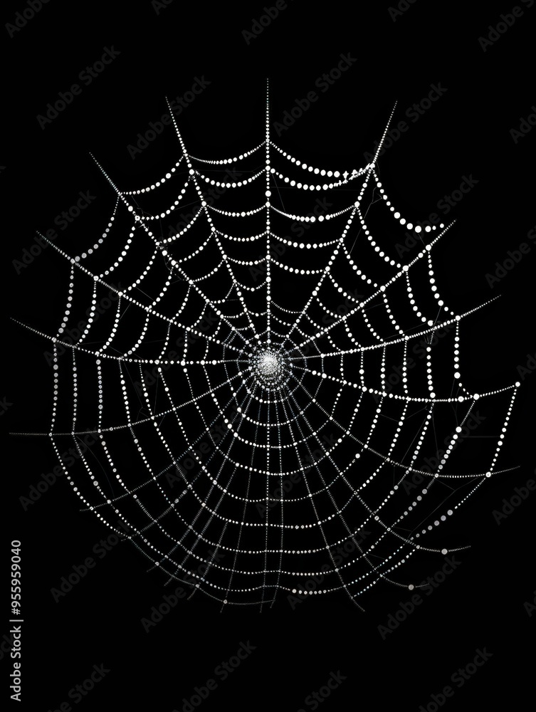 Obraz premium Delicate spiderweb with dew drops