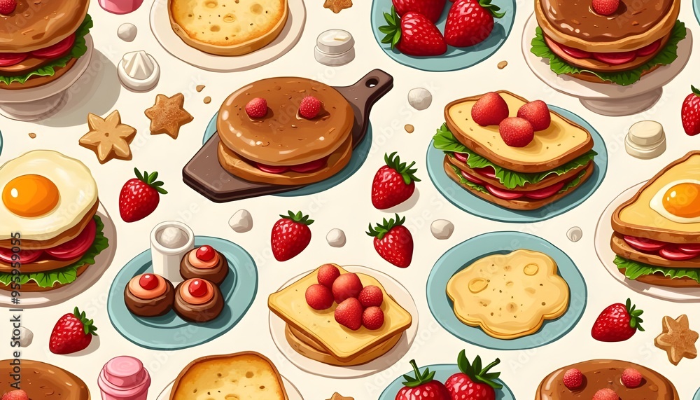 Pattern design of various foods Pattern design of various foods