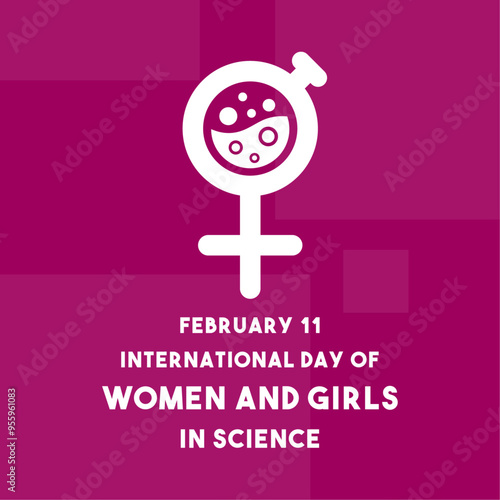 Vector Illustration of International Day of Women and Girls in Science. February 11. Flat design vector. Abstract purple background.
