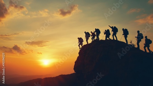 Company group building activities, mountain climbing, teamwork, team sports, ...