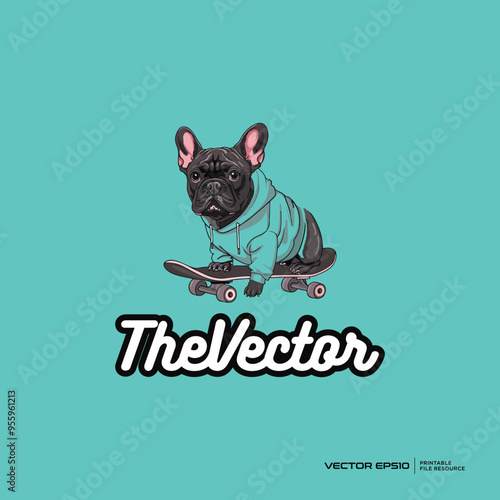 Skater dog logo, vector, mascot, character, cartoon, illustration, eps10