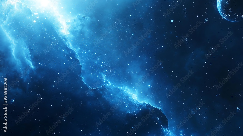 Obraz premium Abstract Blue Galaxy Background