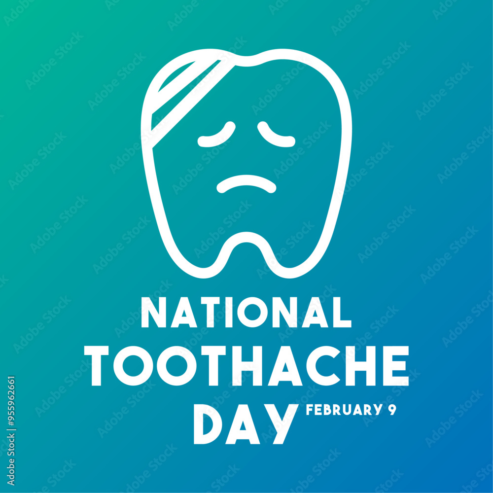 National Toothache Day. February 9. Gradient background. Poster, banner, card, background. National Toothache Day. February 9. Gradient background. Poster, banner, card, background.