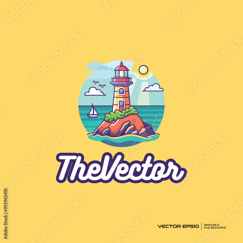 Wallpaper Mural Summer lighthouse logo, vector, mascot, character, cartoon, illustration, eps10 Torontodigital.ca