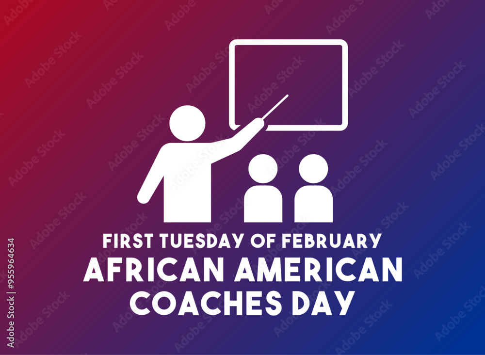 African American Coaches Day. First Tuesday of February. Gradient background. African American Coaches Day. First Tuesday of February. Gradient background.