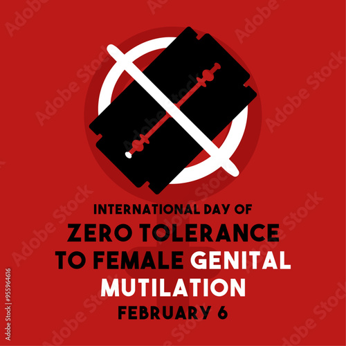 International Day of Zero Tolerance to Female Genital Mutilation. February 6. Poster, banner, card, background.