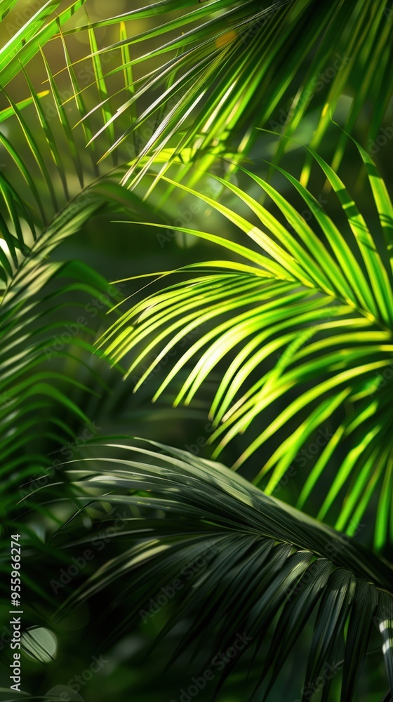 Fototapeta premium Palm leaves in the sunlight