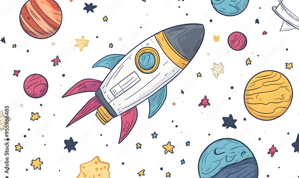 graphics of space, planets, and astronauts on a white background. graphics of space, planets, and astronauts on a white background.