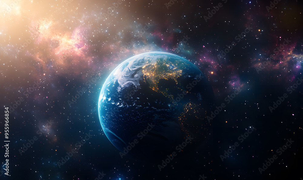 Fototapeta premium graphics of space, planets, and astronauts on a white background.