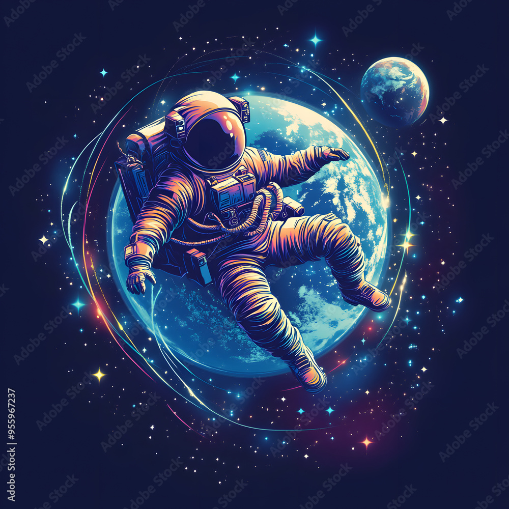 graphics of space, planets, and astronauts on a white background. graphics of space, planets, and astronauts on a white background.