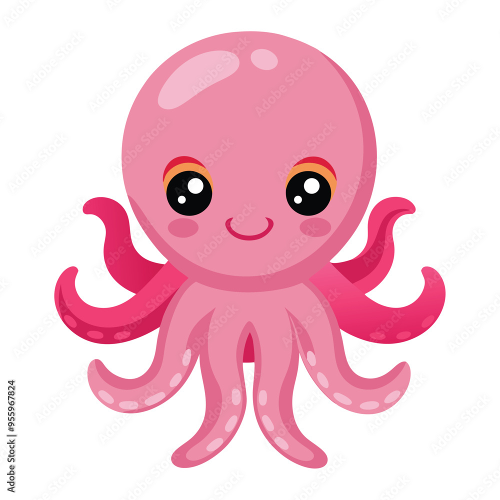 Illustration of Pink Octopus Isolated on white Illustration of Pink Octopus Isolated on white