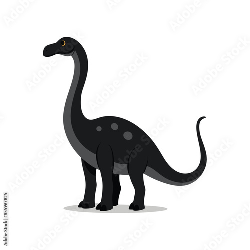black brachiosaurus and white background.eps